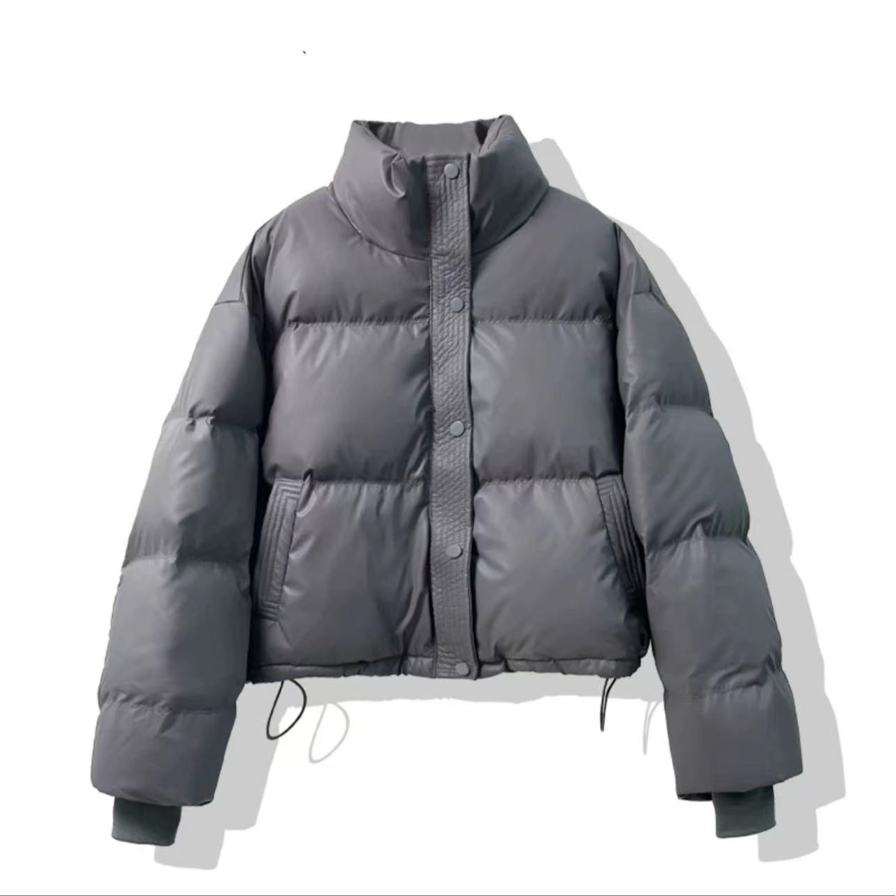 Short down jacket female PU protein skin free wash new winter thick warm coat loose Kendou wind small man